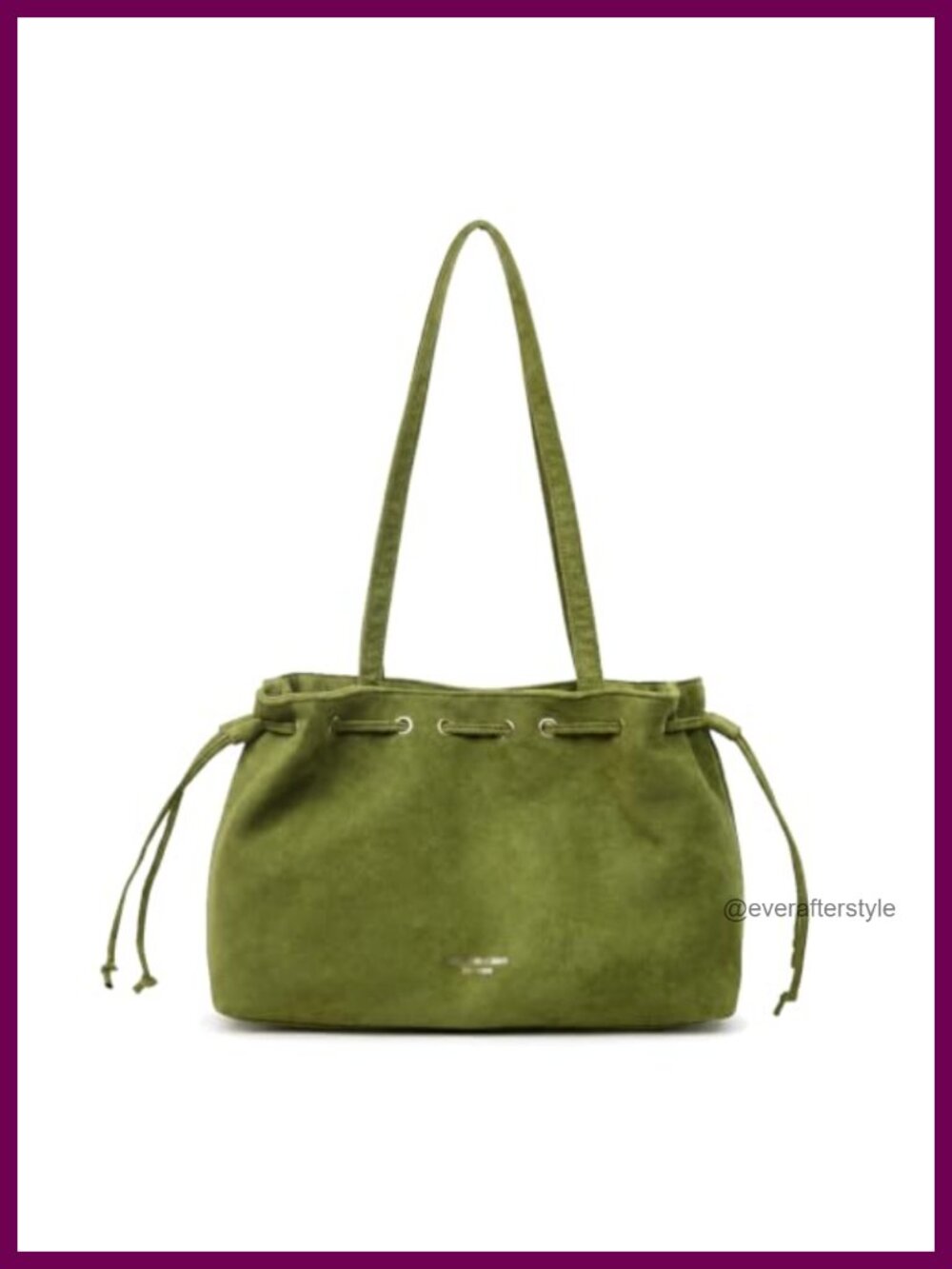 Vintage Suede Drawstring Bucket Bag Slouchy Hobo Shoulder Purse Retro Tote